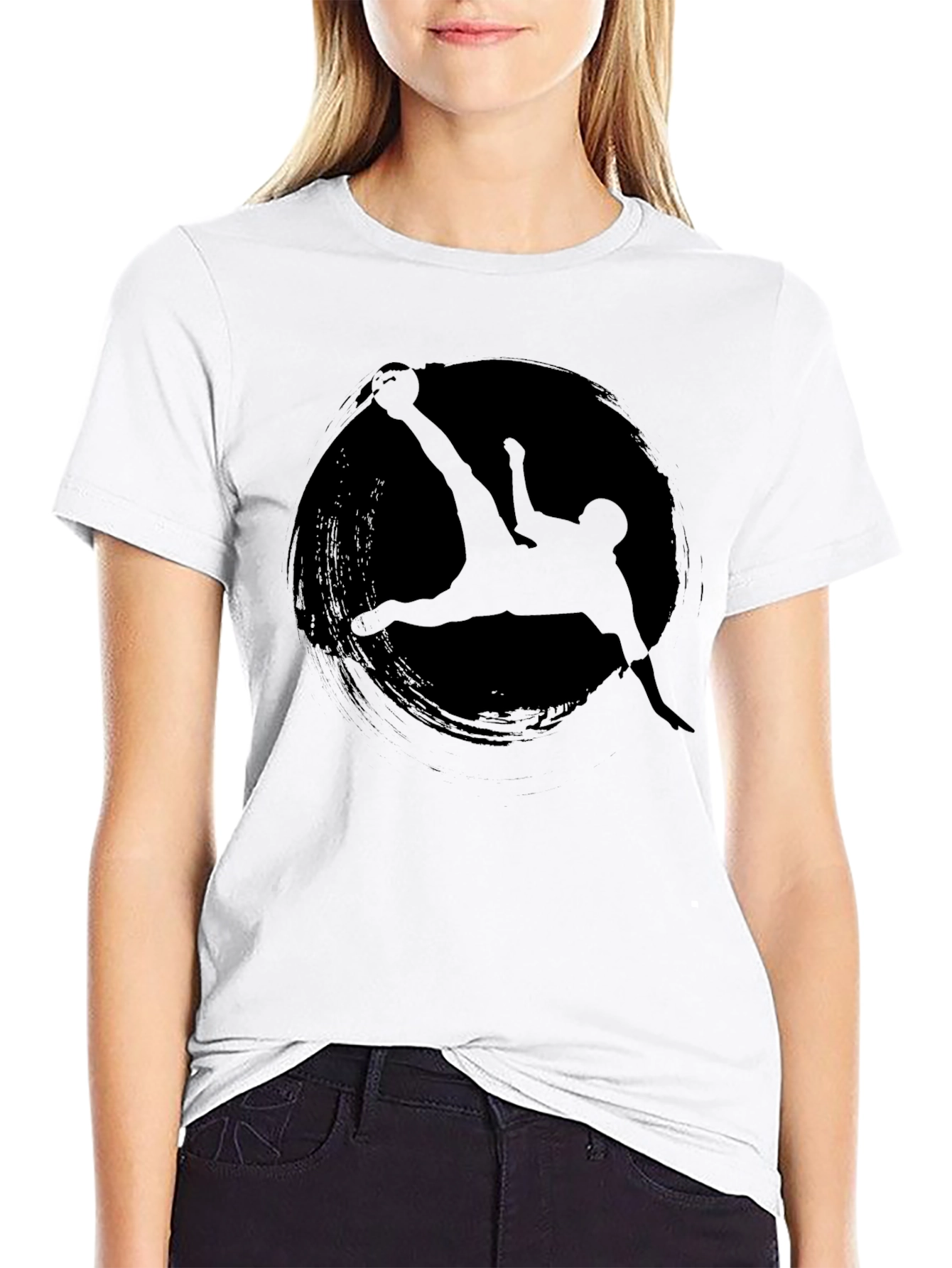 Soccer Silhouette Graphic Tee - Black Cotton T-Shirt