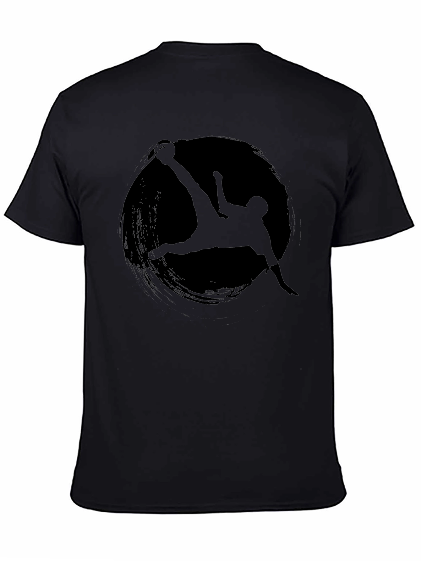 Soccer Silhouette Graphic Tee - Black Cotton T-Shirt