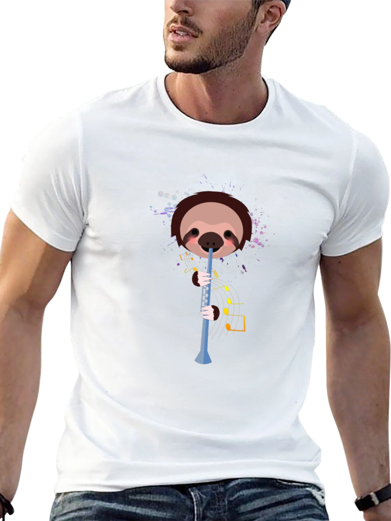 Sloth Clarinet T-Shirt - Funny Music Lover Tee