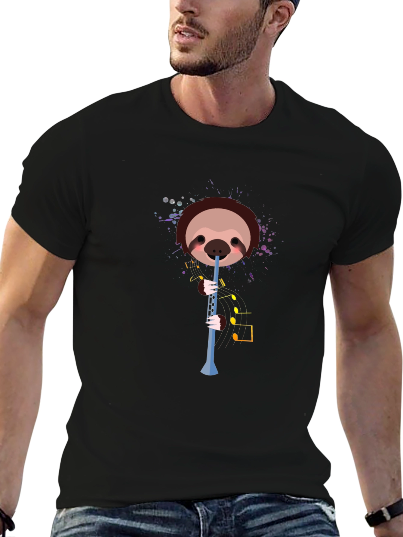 Sloth Clarinet T-Shirt - Funny Music Lover Tee