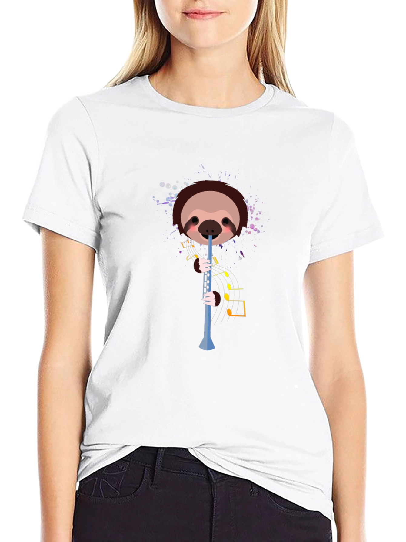 Sloth Clarinet T-Shirt - Funny Music Lover Tee