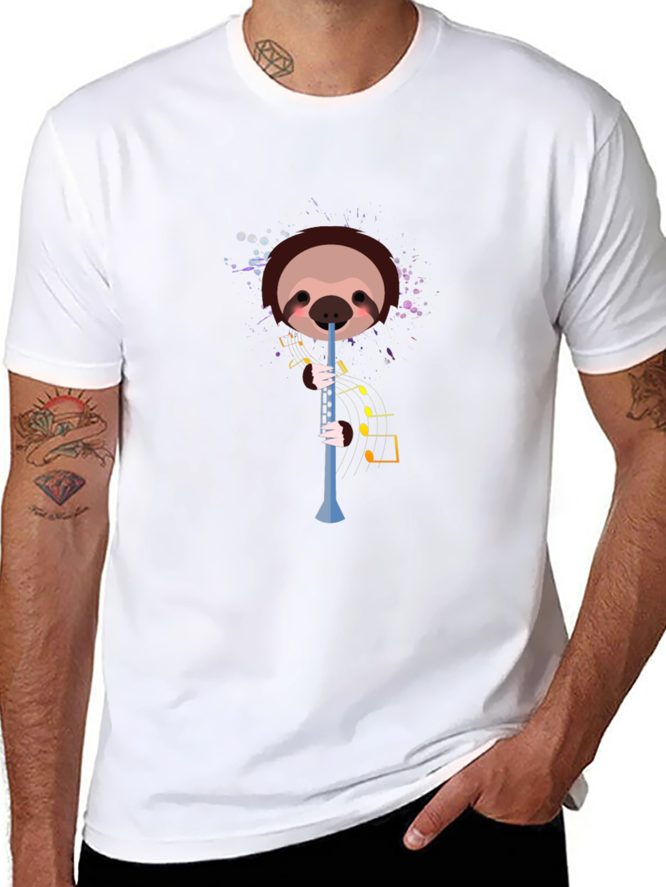 Sloth Clarinet T-Shirt - Funny Music Lover Tee