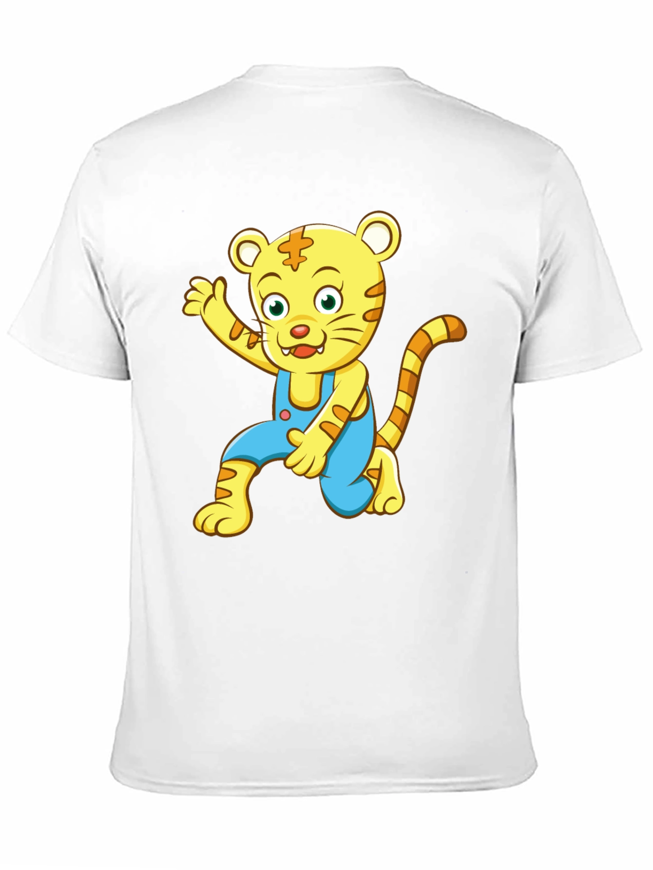 Cartoon Tiger Graphic Tee - Black Cotton Blend