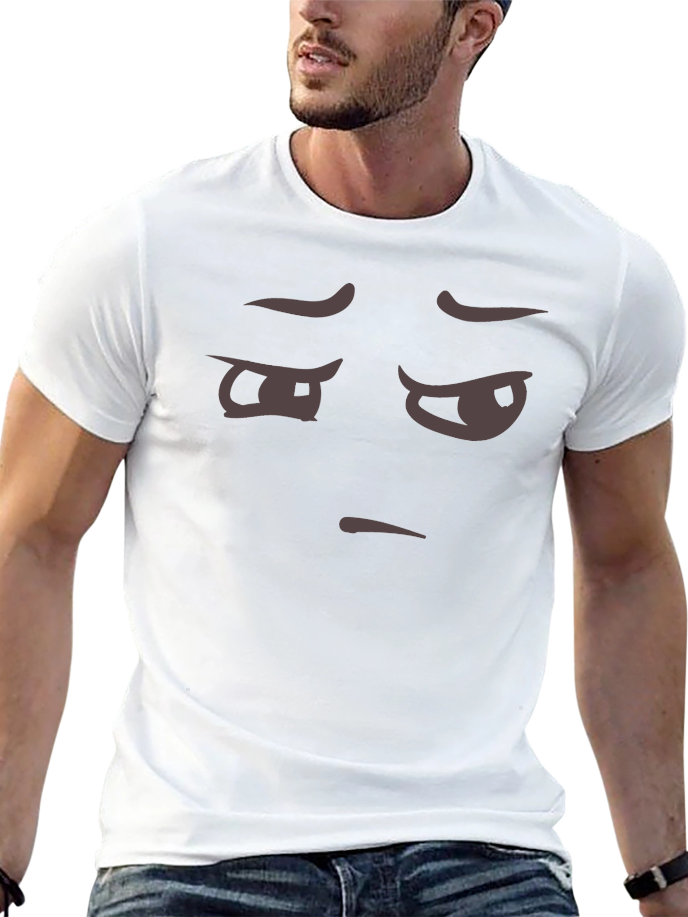 Skeptical Emoji Black T-Shirt