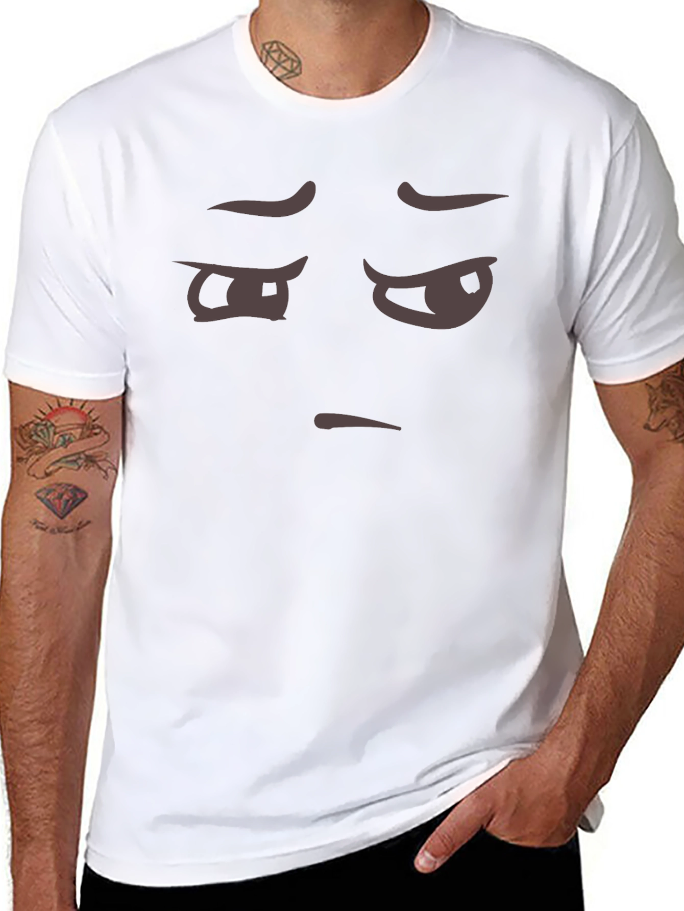 Skeptical Emoji Black T-Shirt