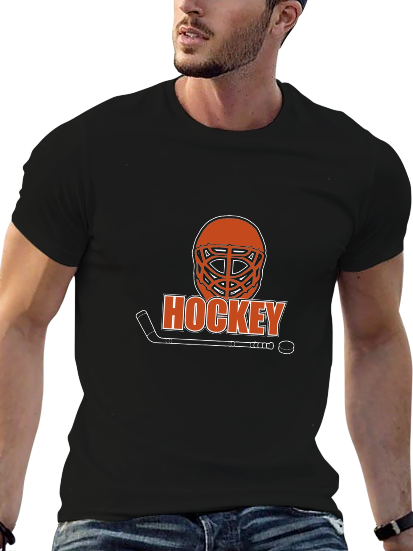 Hockey Graphic T-Shirt - Black Cotton Tee