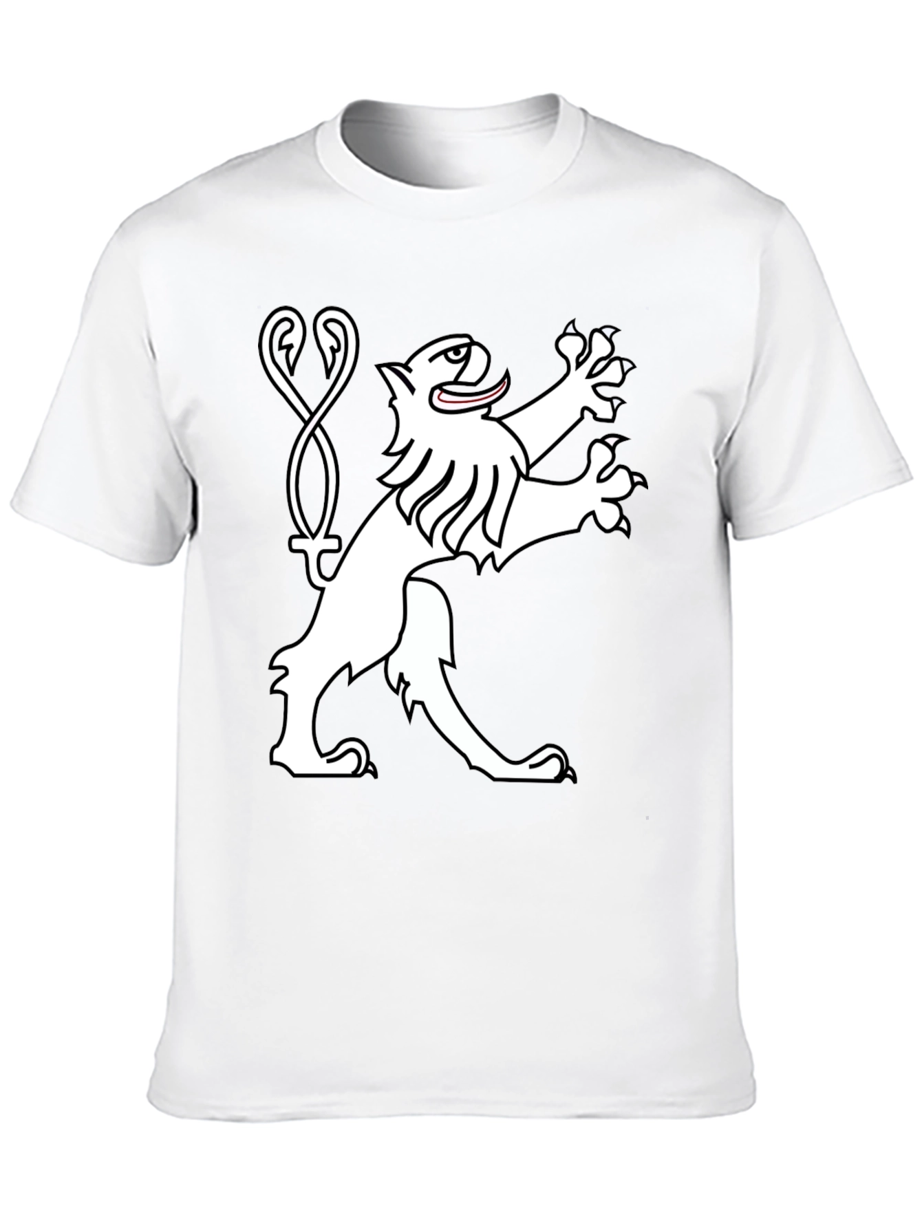 Black Tee Shirt with Heraldic Lion Graphic