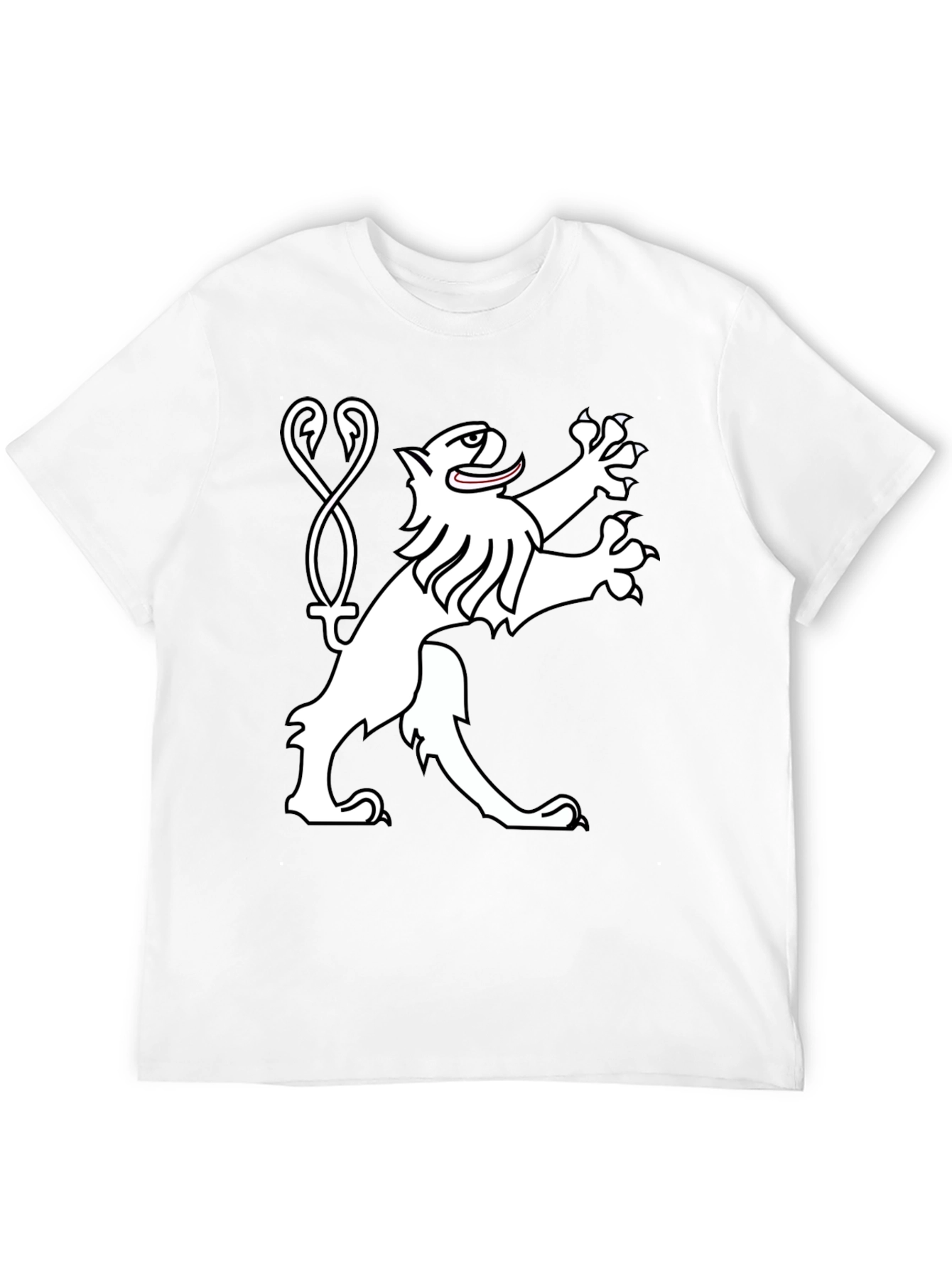 Black Tee Shirt with Heraldic Lion Graphic