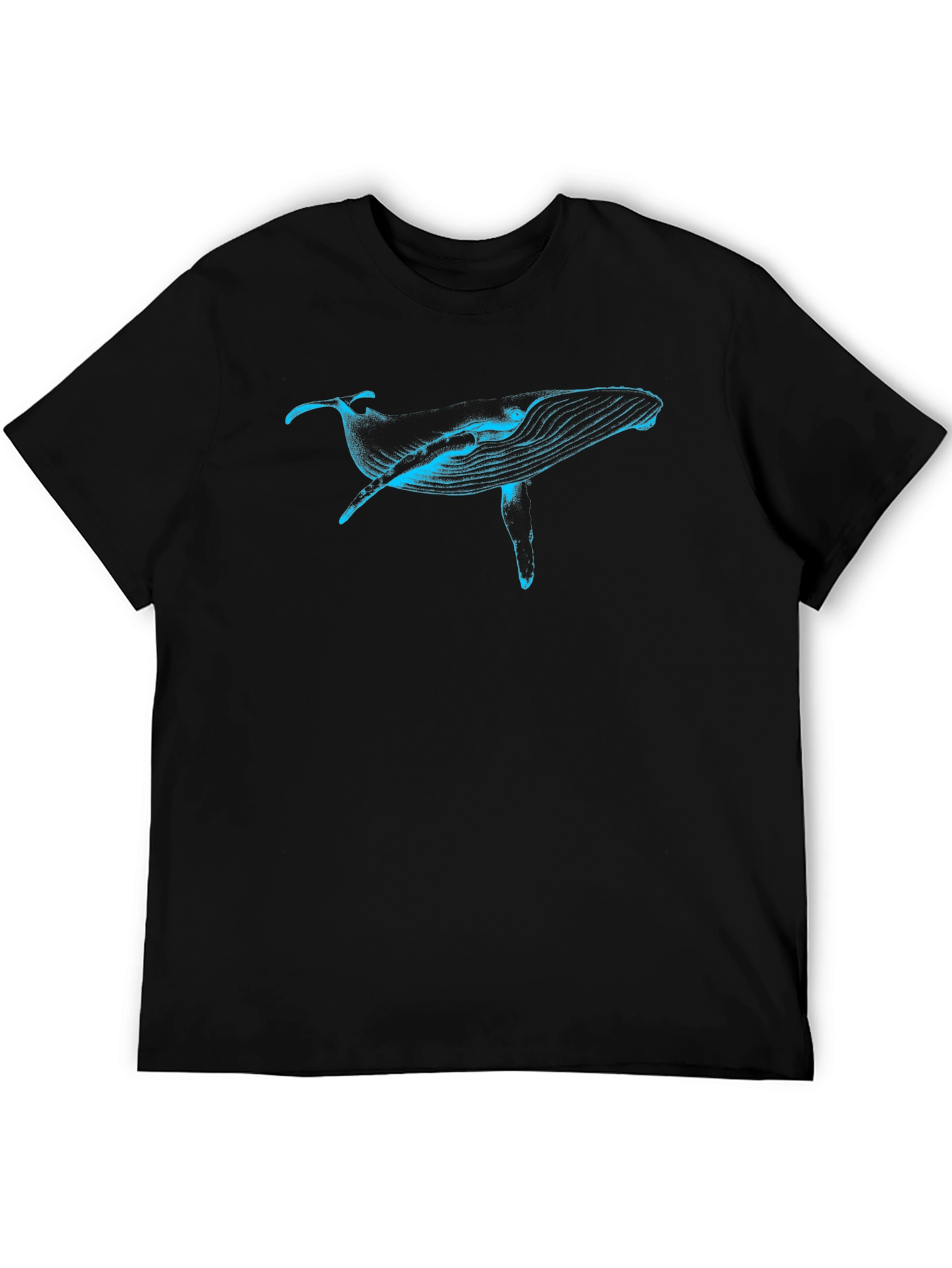 Blue Whale Graphic Tee - Black Cotton T-Shirt