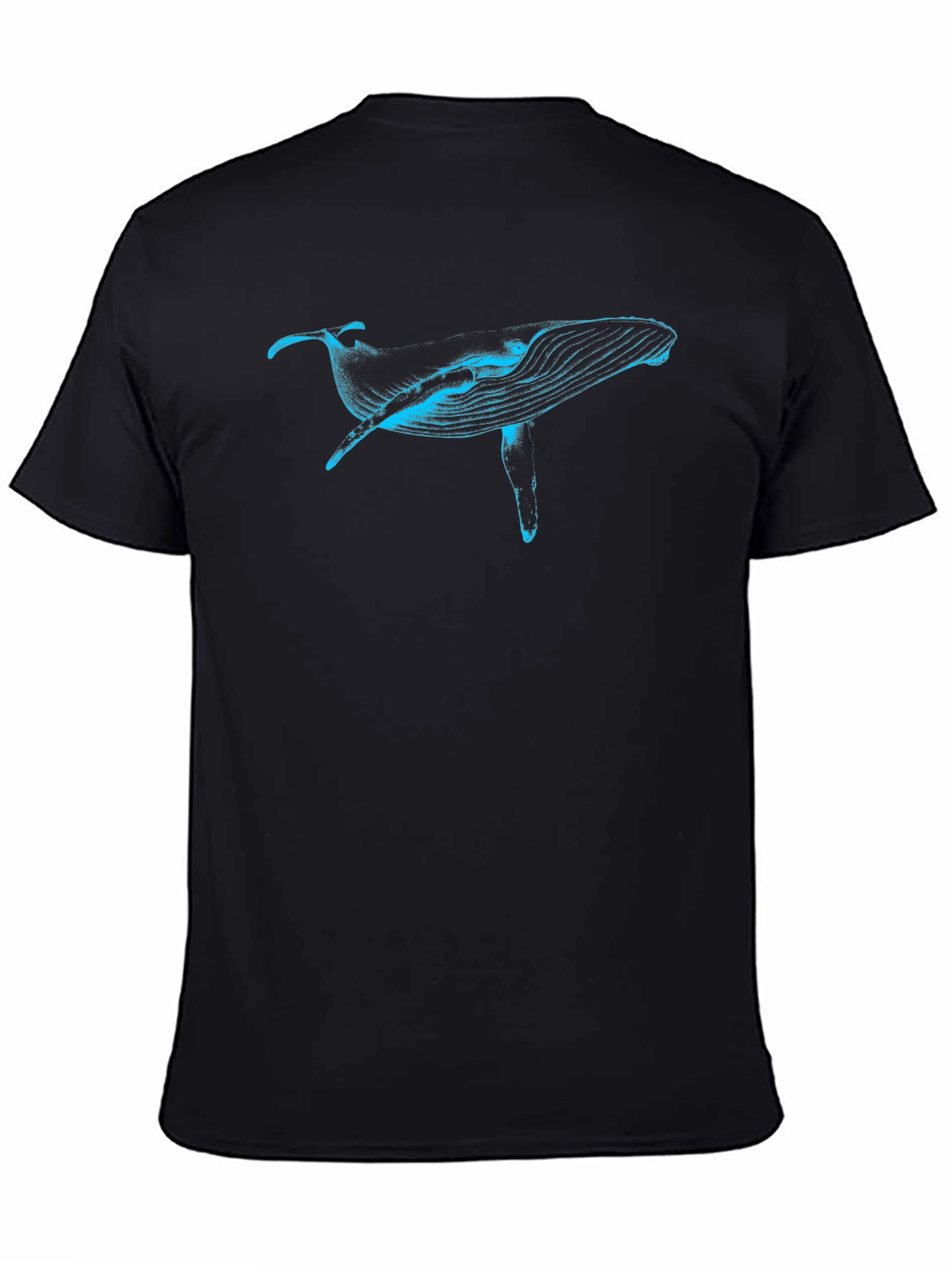 Blue Whale Graphic Tee - Black Cotton T-Shirt