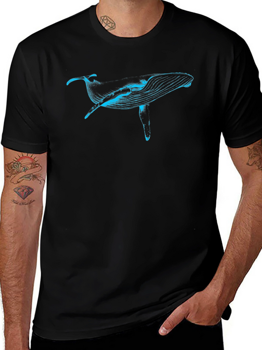 Blue Whale Graphic Tee - Black Cotton T-Shirt