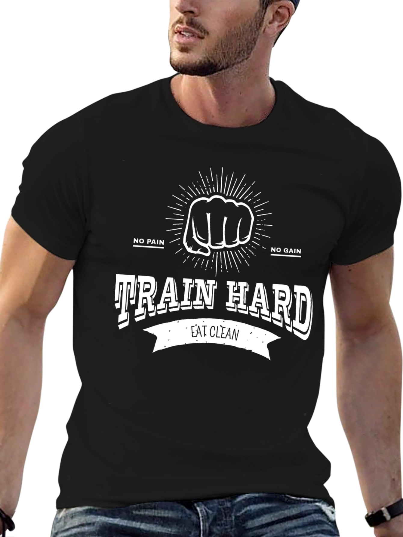 Train Hard T-Shirt: No Pain No Gain Eat Clean