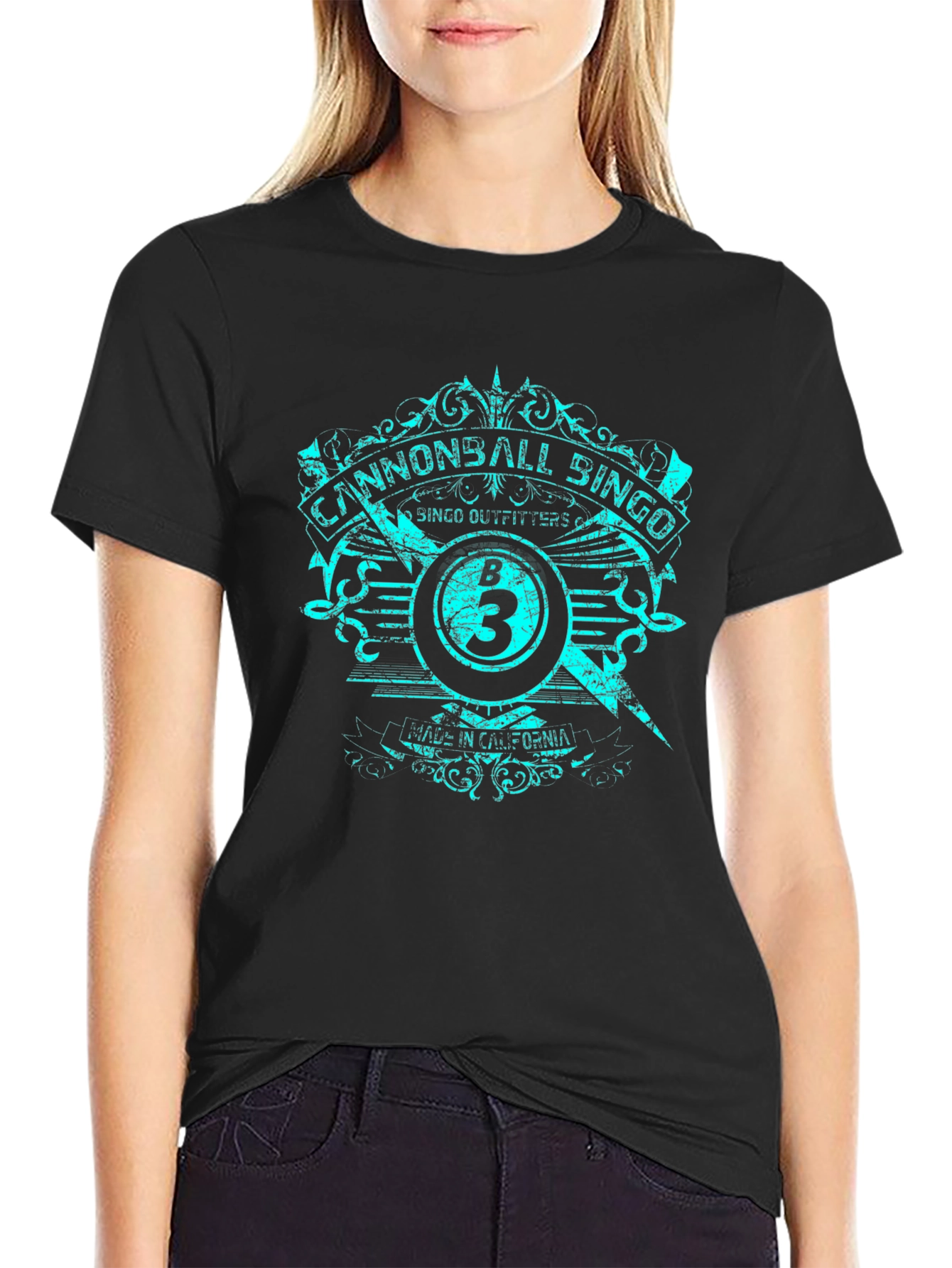 Cannonball Bingo Black T-Shirt with Graphic Design