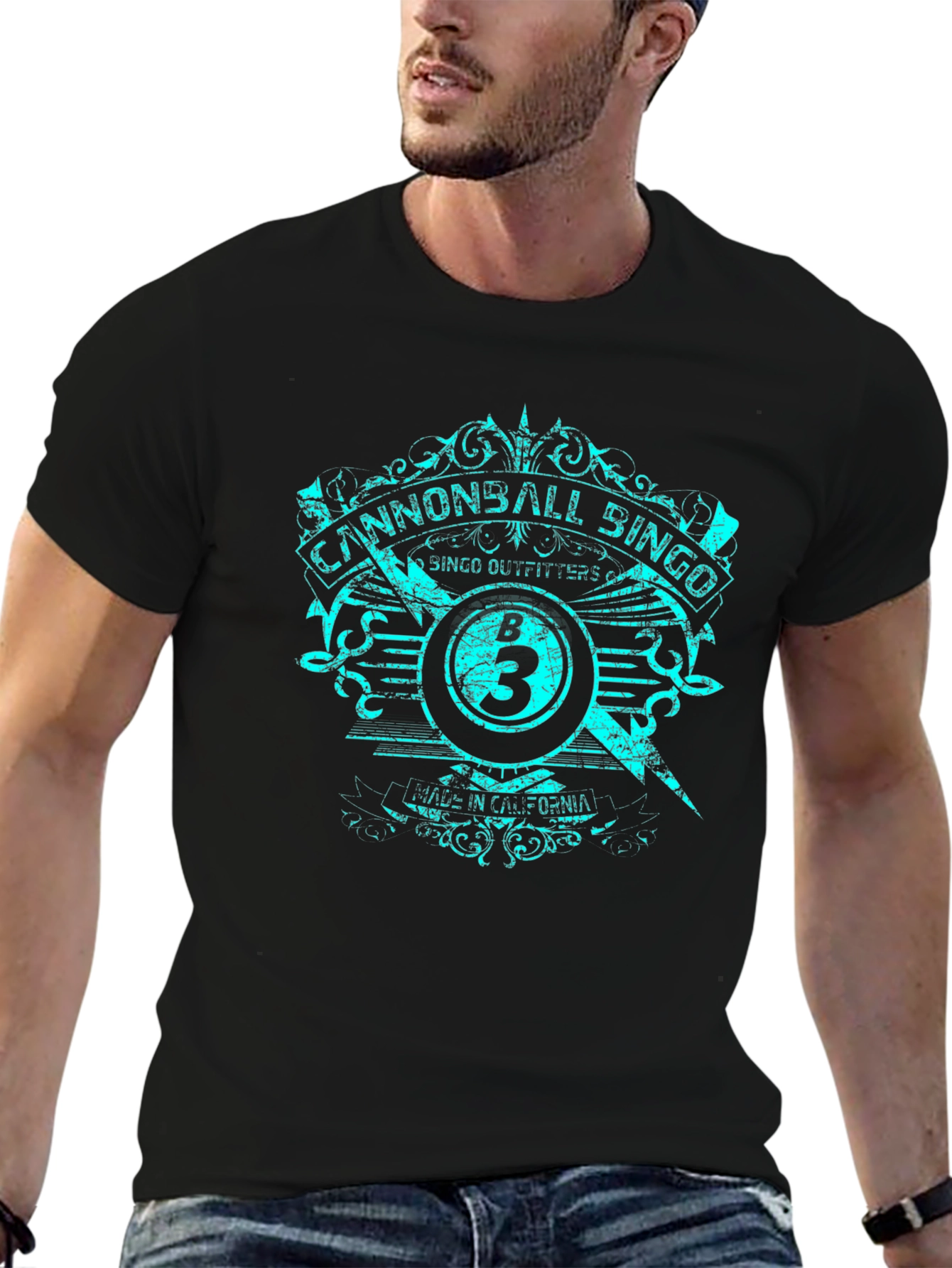 Cannonball Bingo Black T-Shirt with Graphic Design