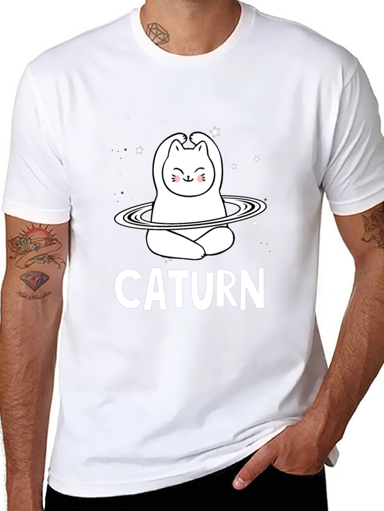 Caturm Cat Saturn T-Shirt - Space Kitty Tee