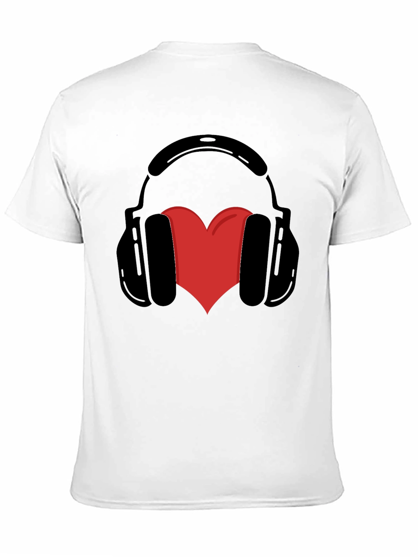 Headphones Heart Graphic Tee - Black Unisex T-Shirt