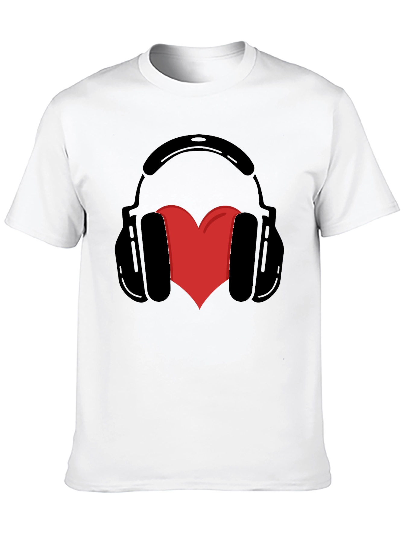 Headphones Heart Graphic Tee - Black Unisex T-Shirt