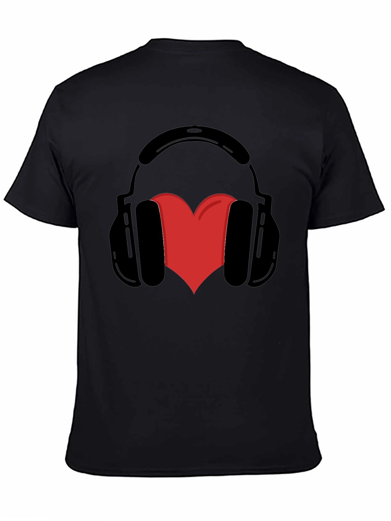 Headphones Heart Graphic Tee - Black Unisex T-Shirt