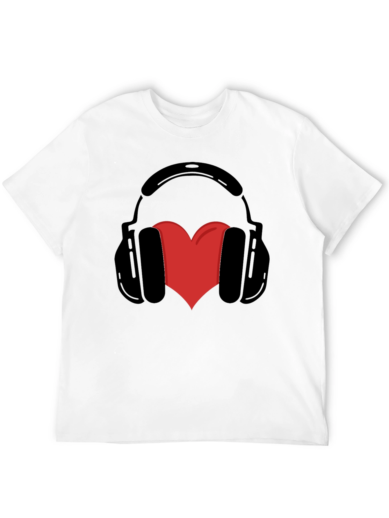 Headphones Heart Graphic Tee - Black Unisex T-Shirt