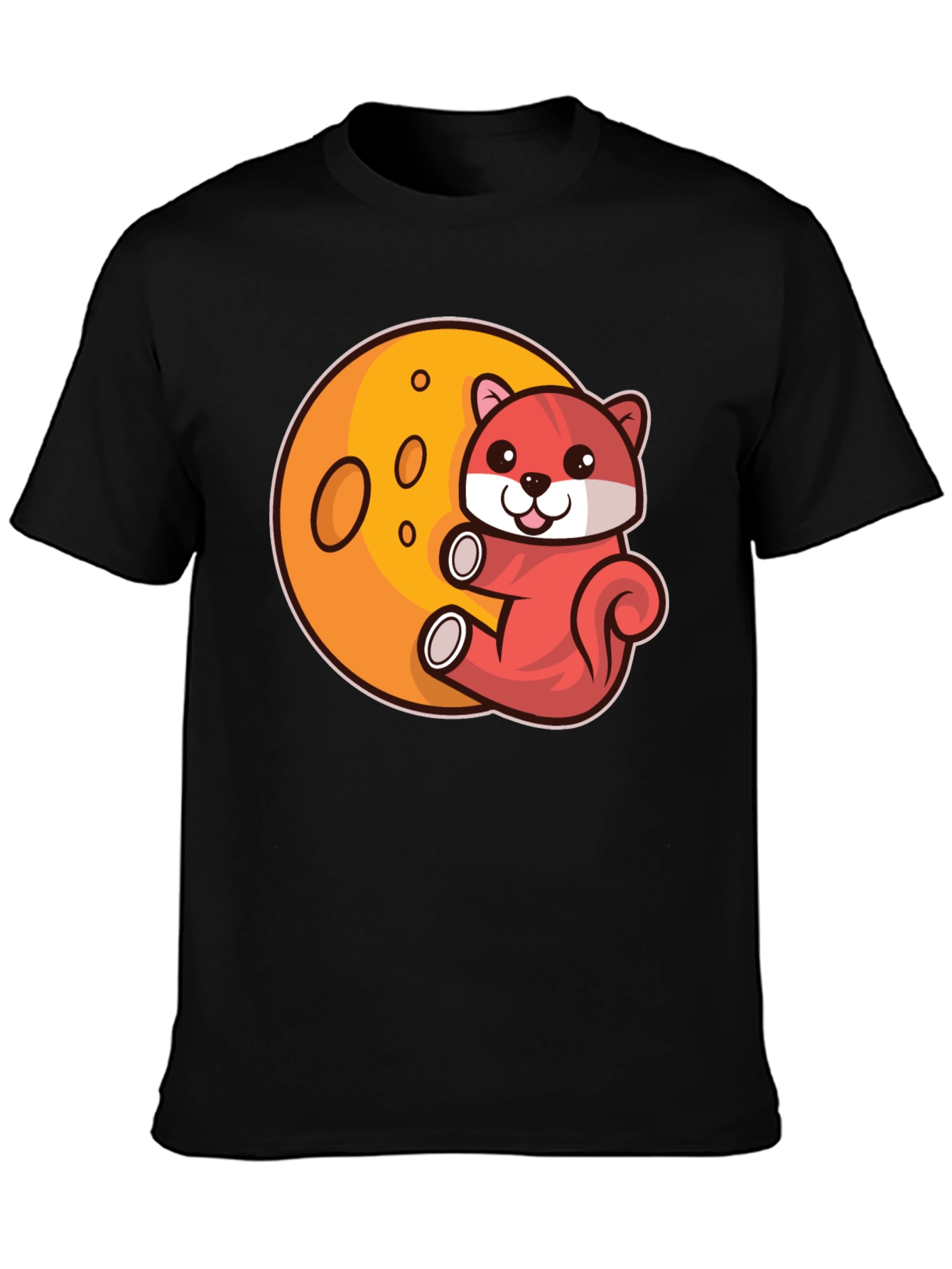 Cartoon Otter on Moon Graphic T-Shirt