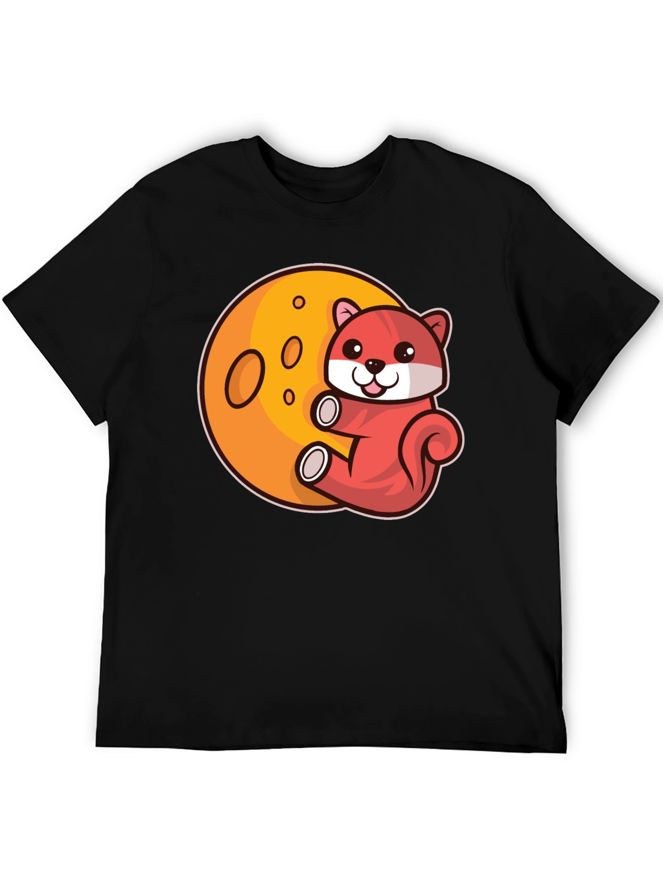 Cartoon Otter on Moon Graphic T-Shirt