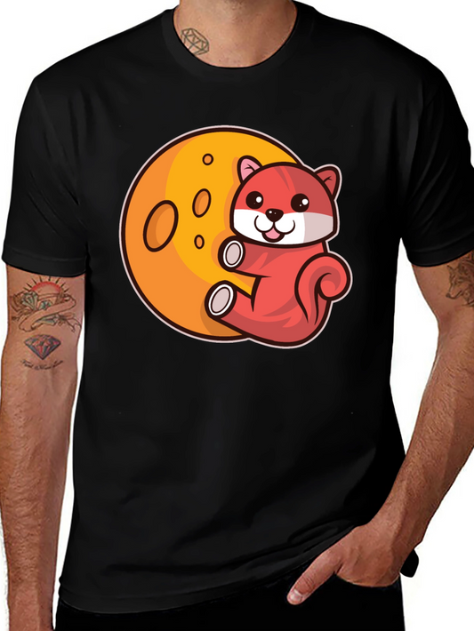 Cartoon Otter on Moon Graphic T-Shirt