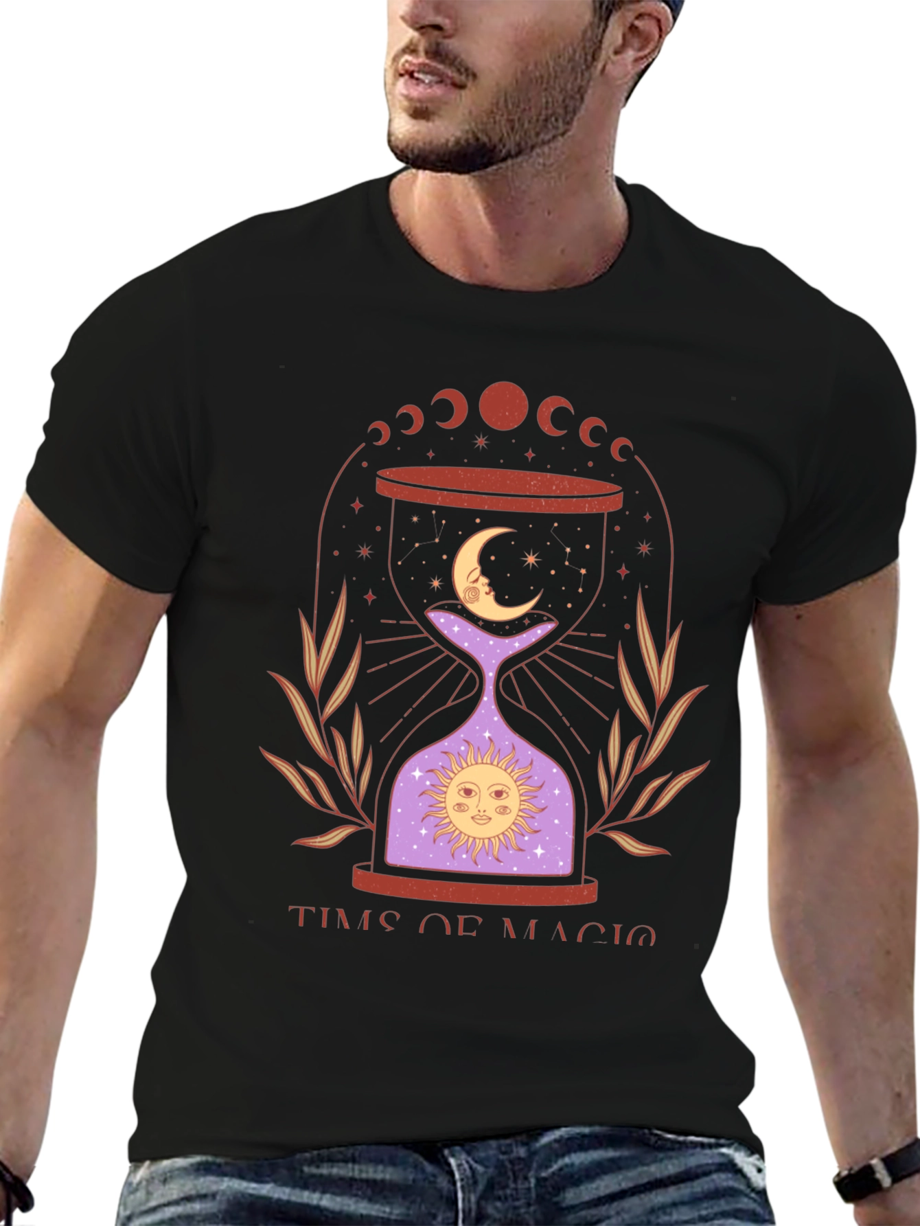 Time of Magic Graphic Tee - Mystical Hourglass Design