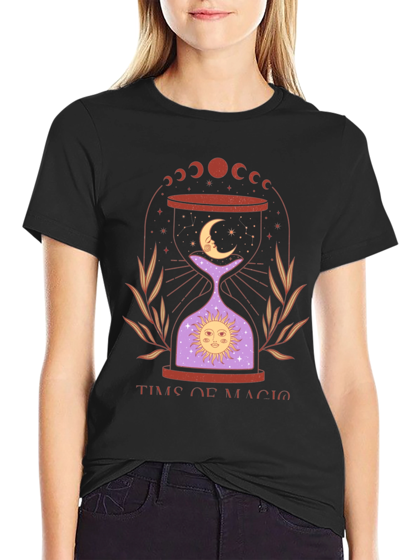 Time of Magic Graphic Tee - Mystical Hourglass Design