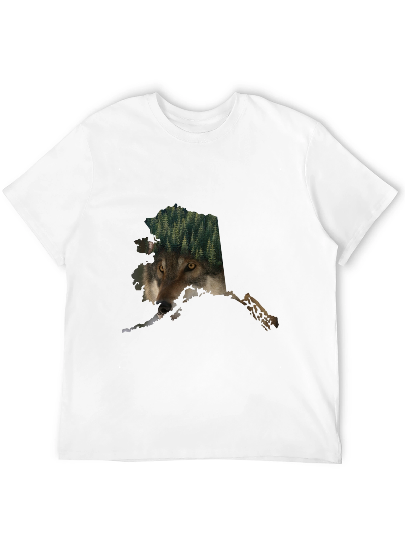 Alaska Wolf Nature Graphic Tee - Black Cotton Blend