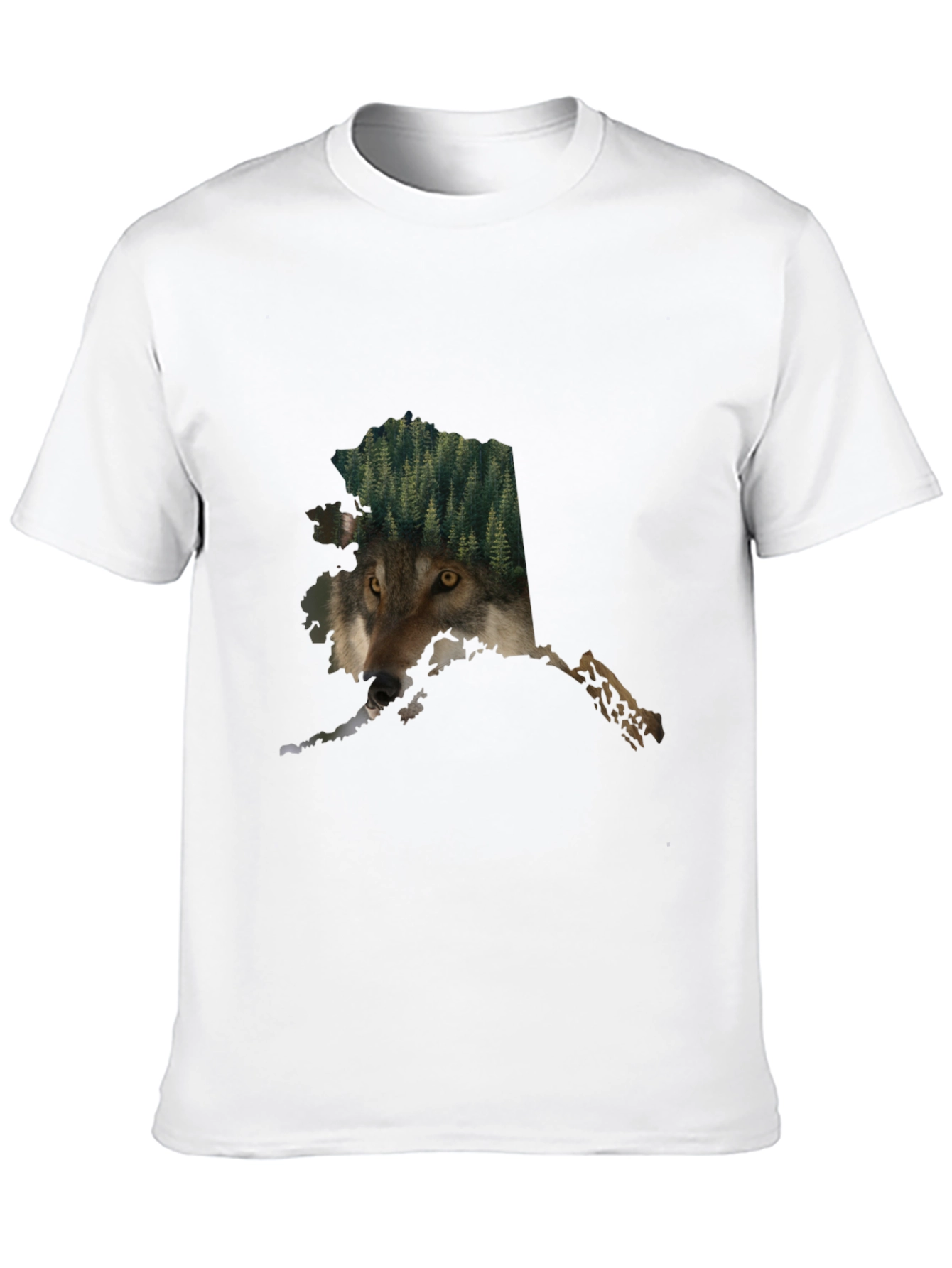 Alaska Wolf Nature Graphic Tee - Black Cotton Blend