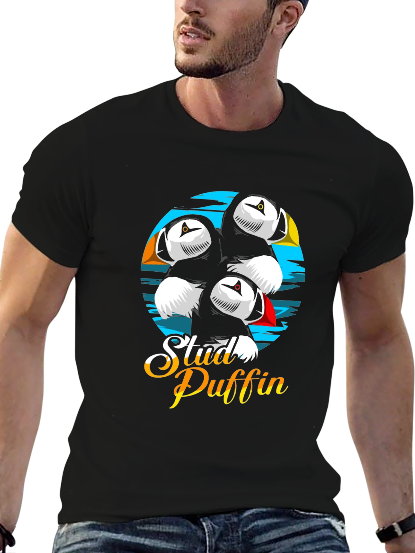 Stud Puffin Graphic Tee - Black T-Shirt