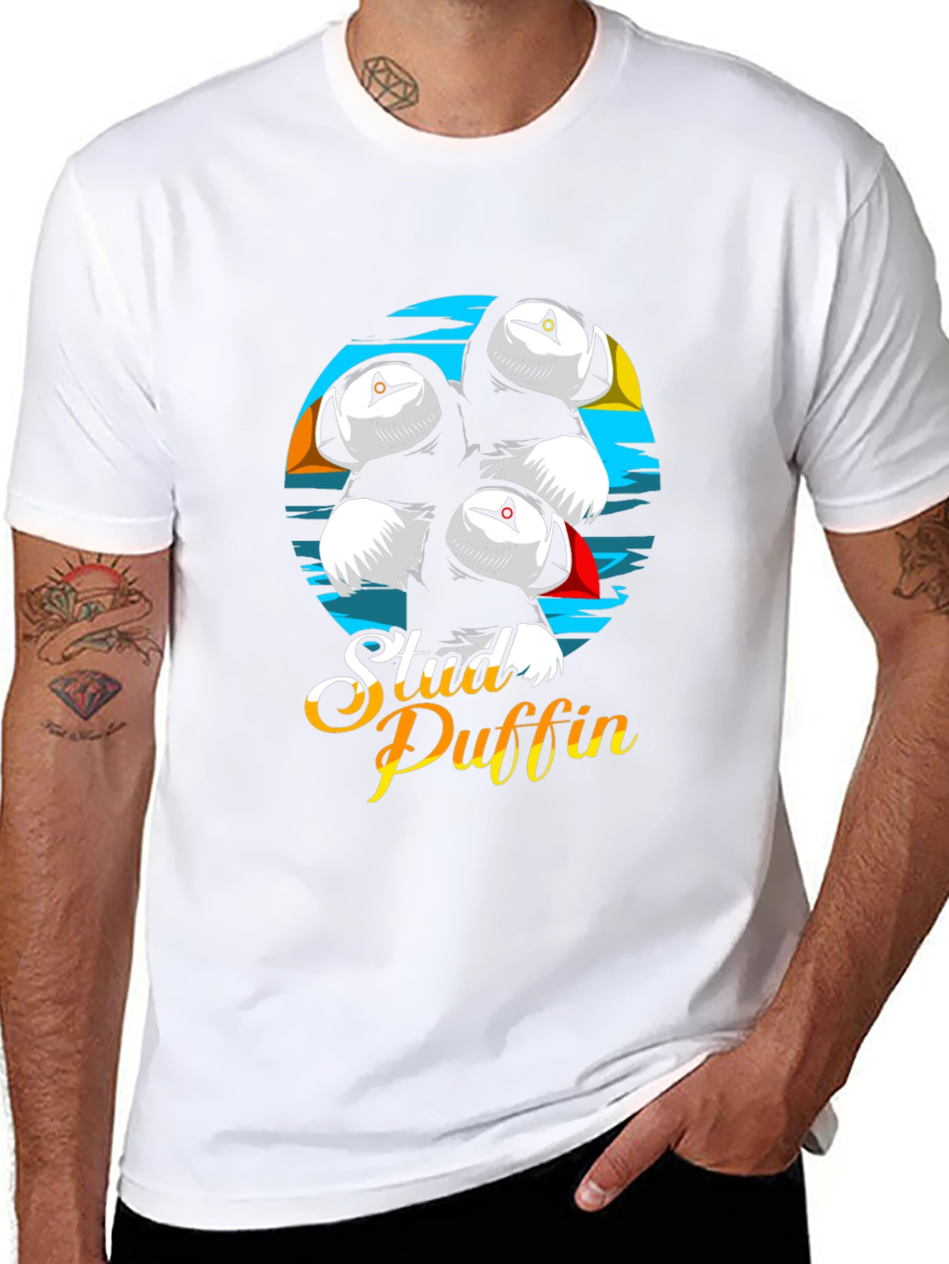 Stud Puffin Graphic Tee - Black T-Shirt