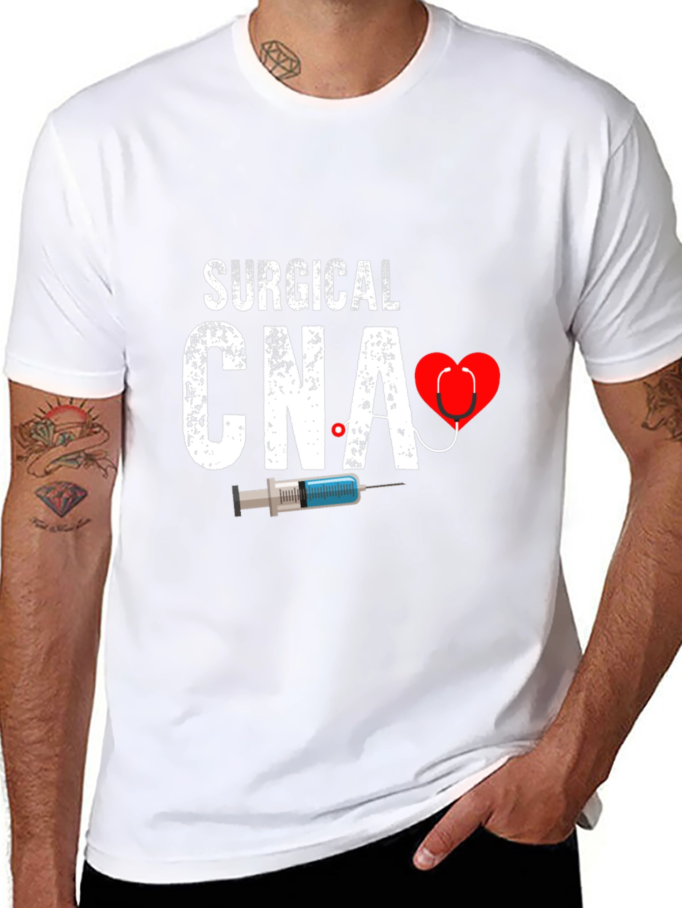 Surgical CNA Graphic T-Shirt - Heart & Syringe Design