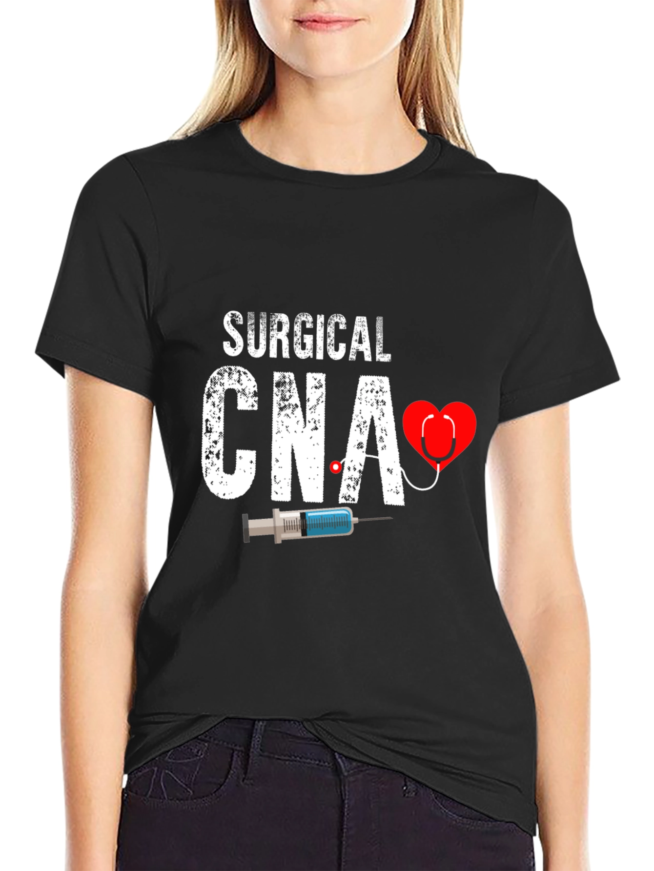 Surgical CNA Graphic T-Shirt - Heart & Syringe Design