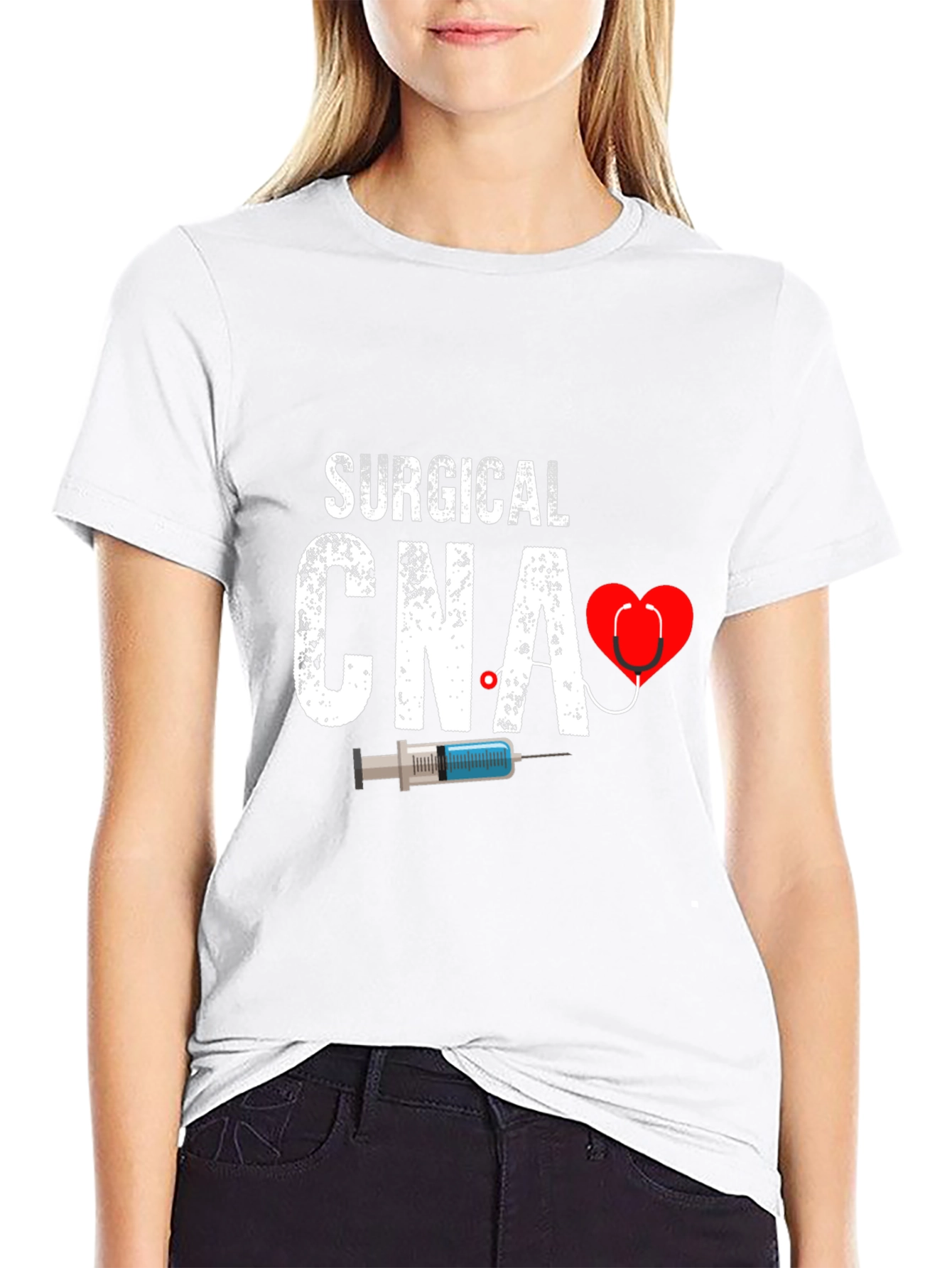 Surgical CNA Graphic T-Shirt - Heart & Syringe Design