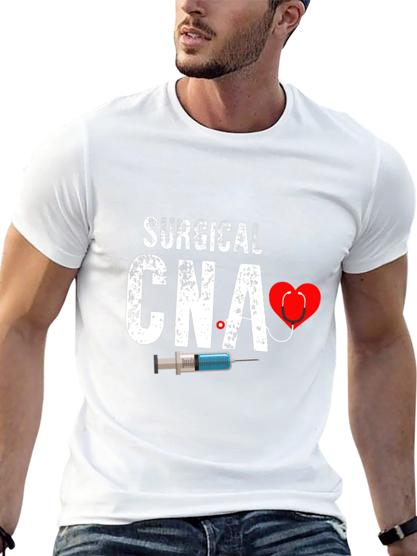 Surgical CNA Graphic T-Shirt - Heart & Syringe Design