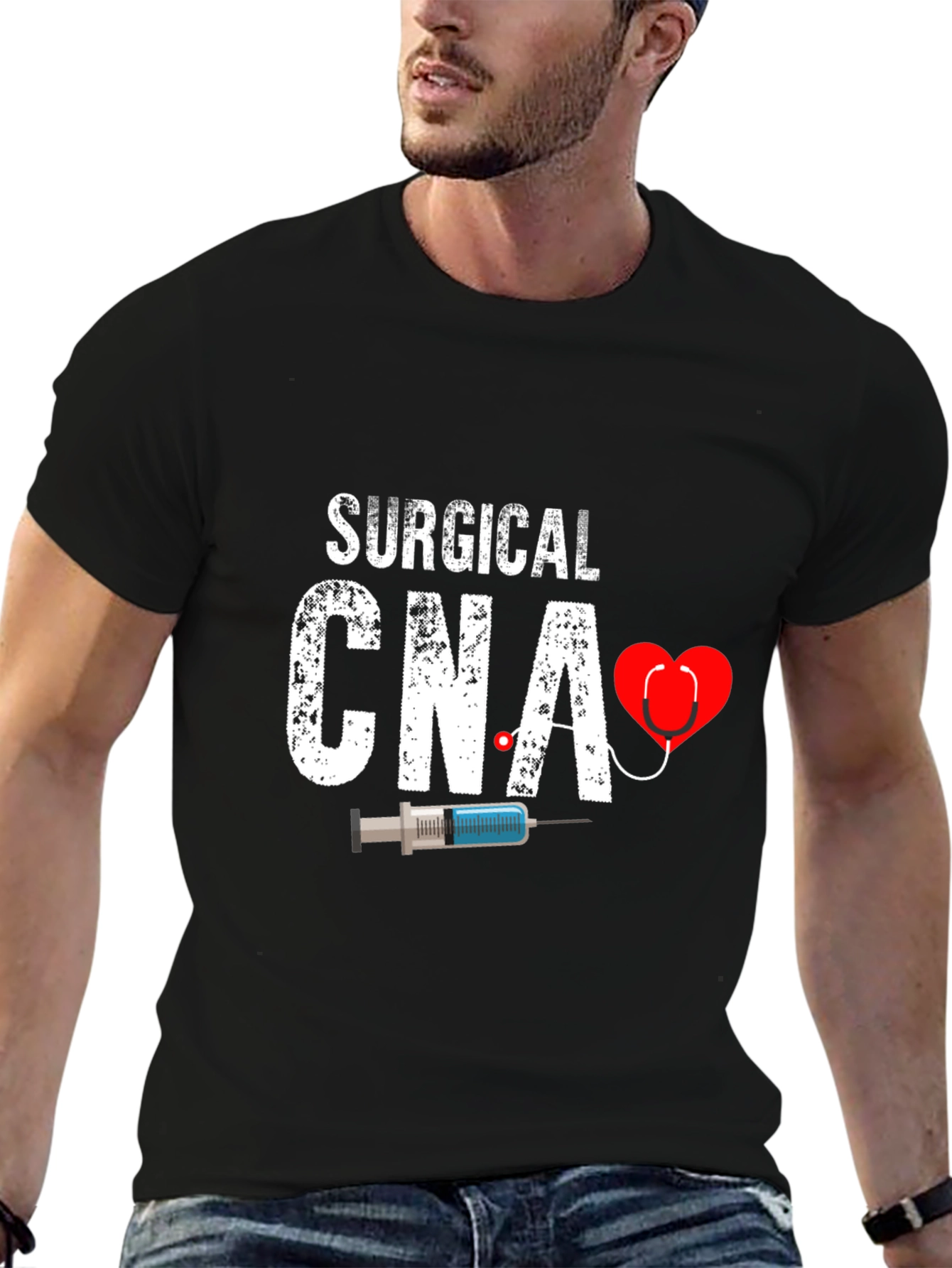 Surgical CNA Graphic T-Shirt - Heart & Syringe Design