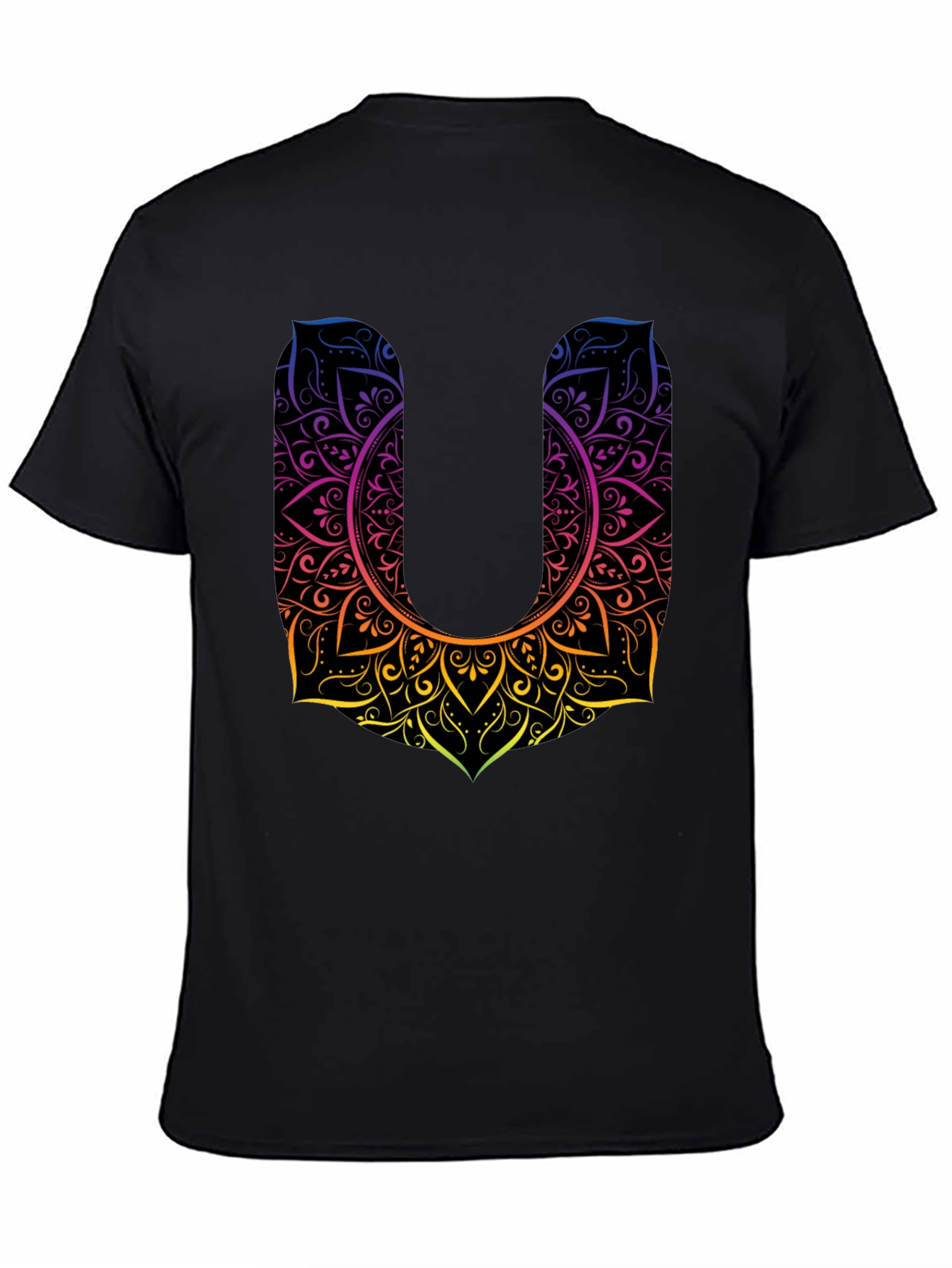Mandala U Black Tee - Unique Design Casual Style