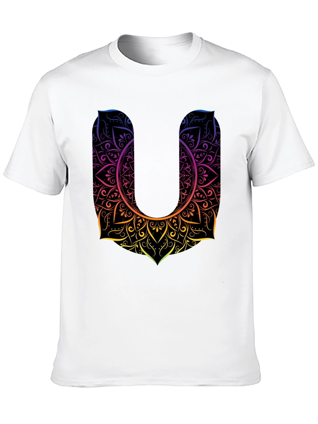 Mandala U Black Tee - Unique Design Casual Style