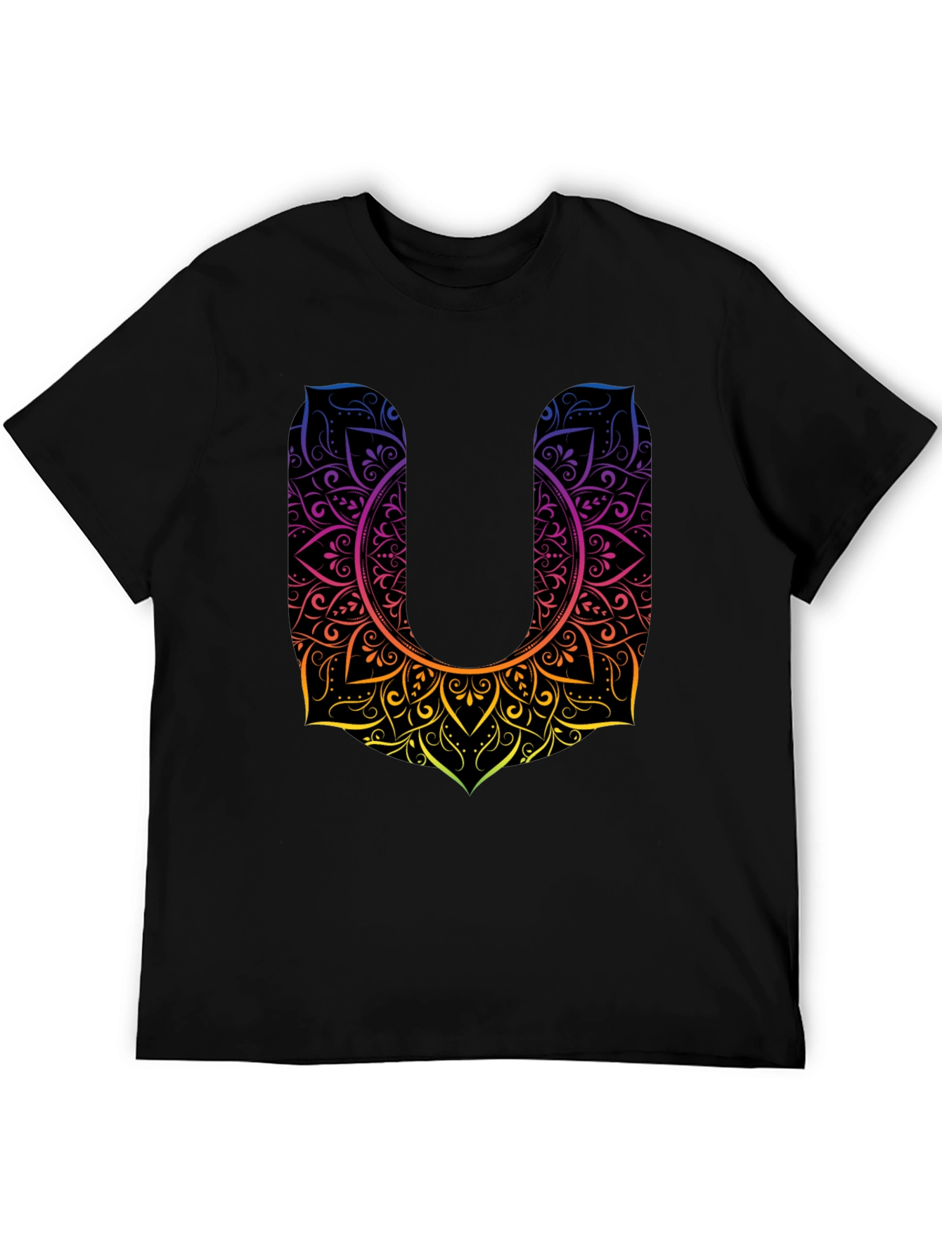 Mandala U Black Tee - Unique Design Casual Style