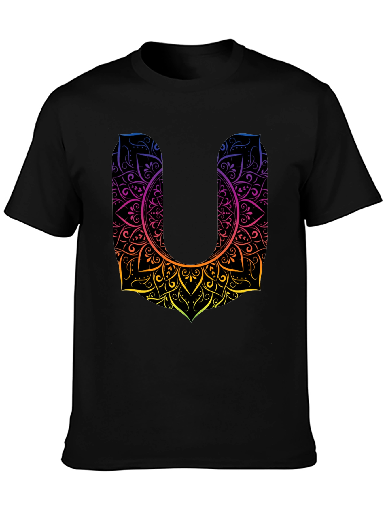 Mandala U Black Tee - Unique Design Casual Style