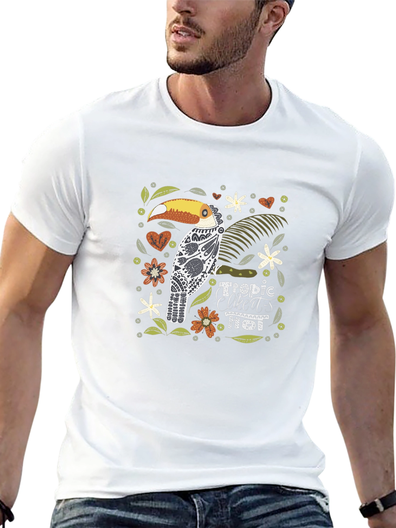 Tropical Toucan Graphic Print Tee