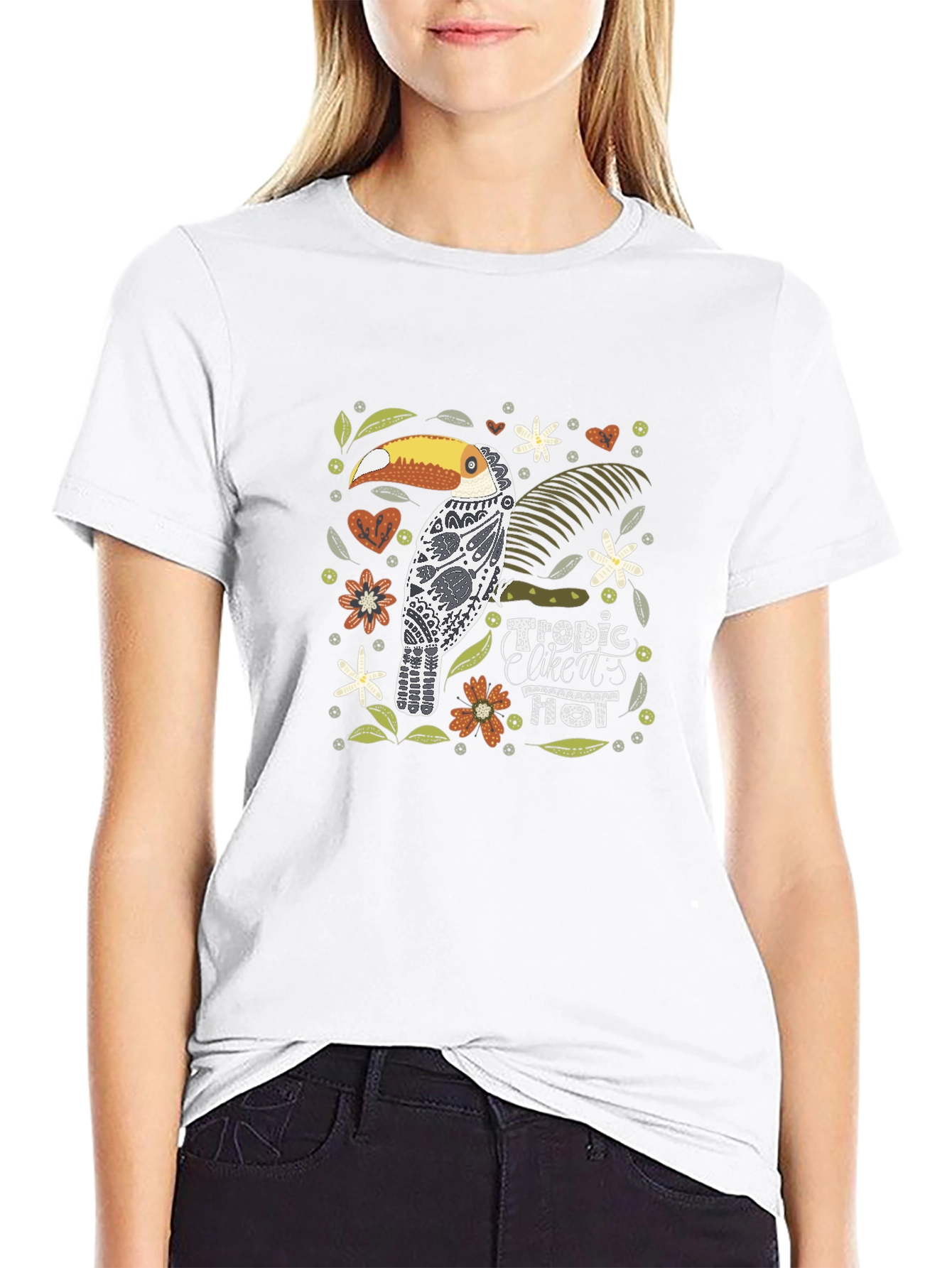 Tropical Toucan Graphic Print Tee