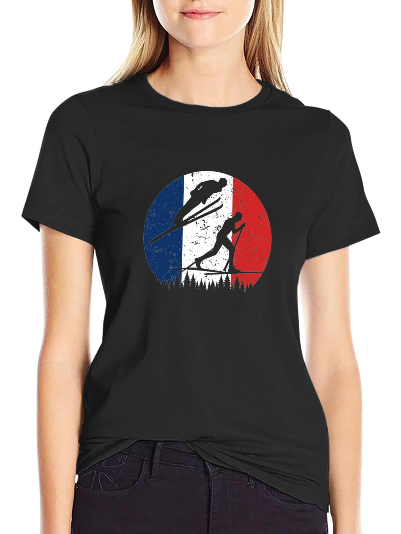 French Ski Team Silhouette Graphic T-Shirt