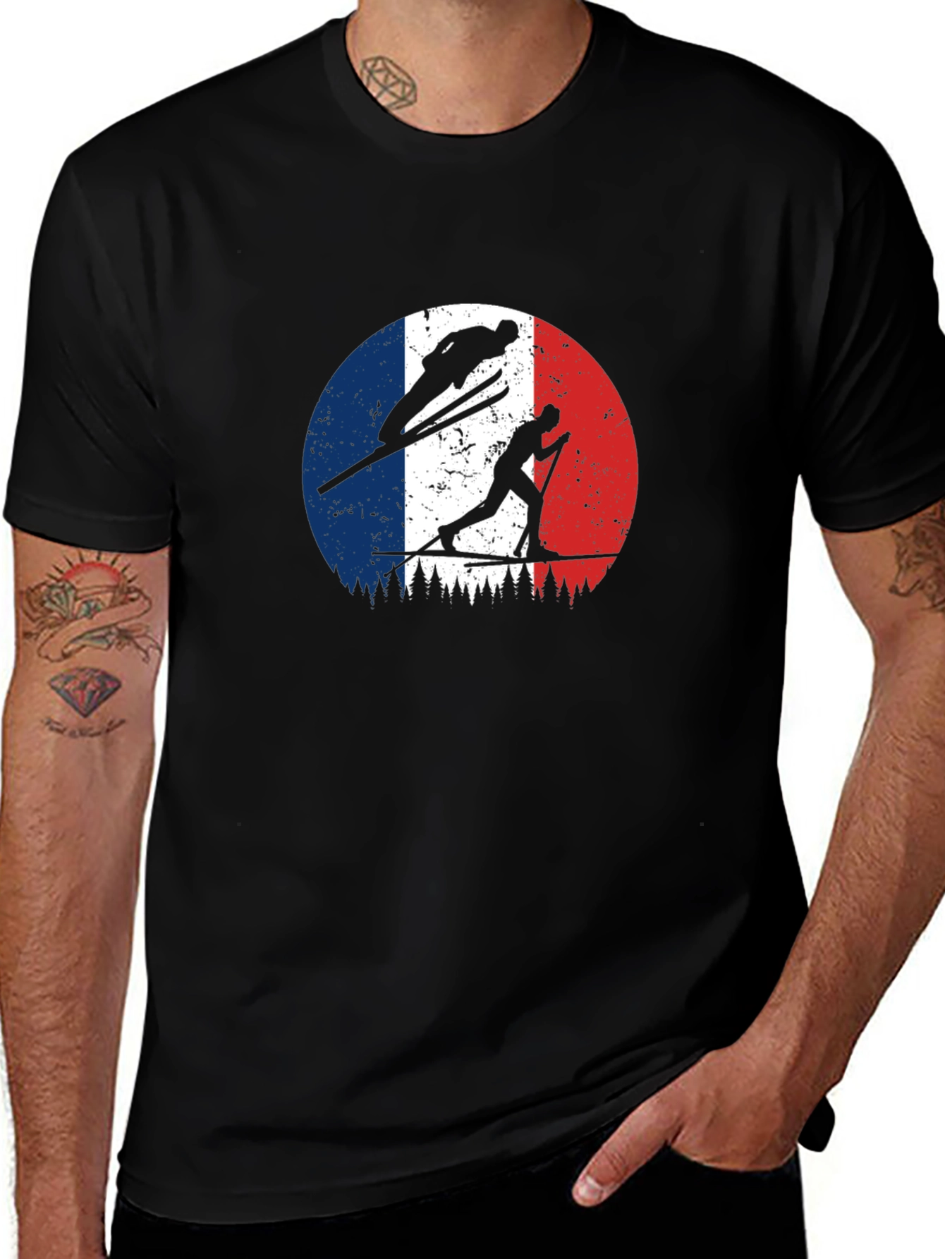 French Ski Team Silhouette Graphic T-Shirt
