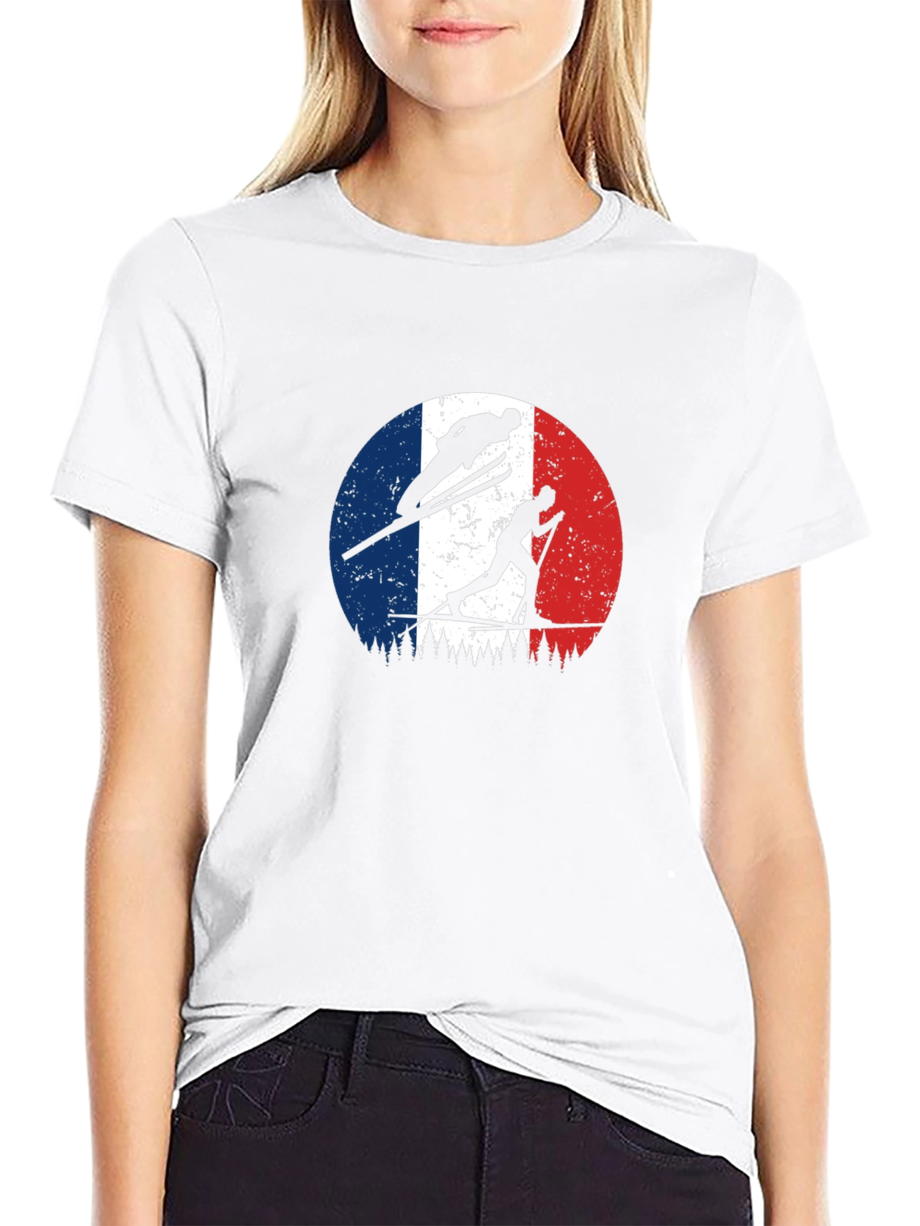 French Ski Team Silhouette Graphic T-Shirt