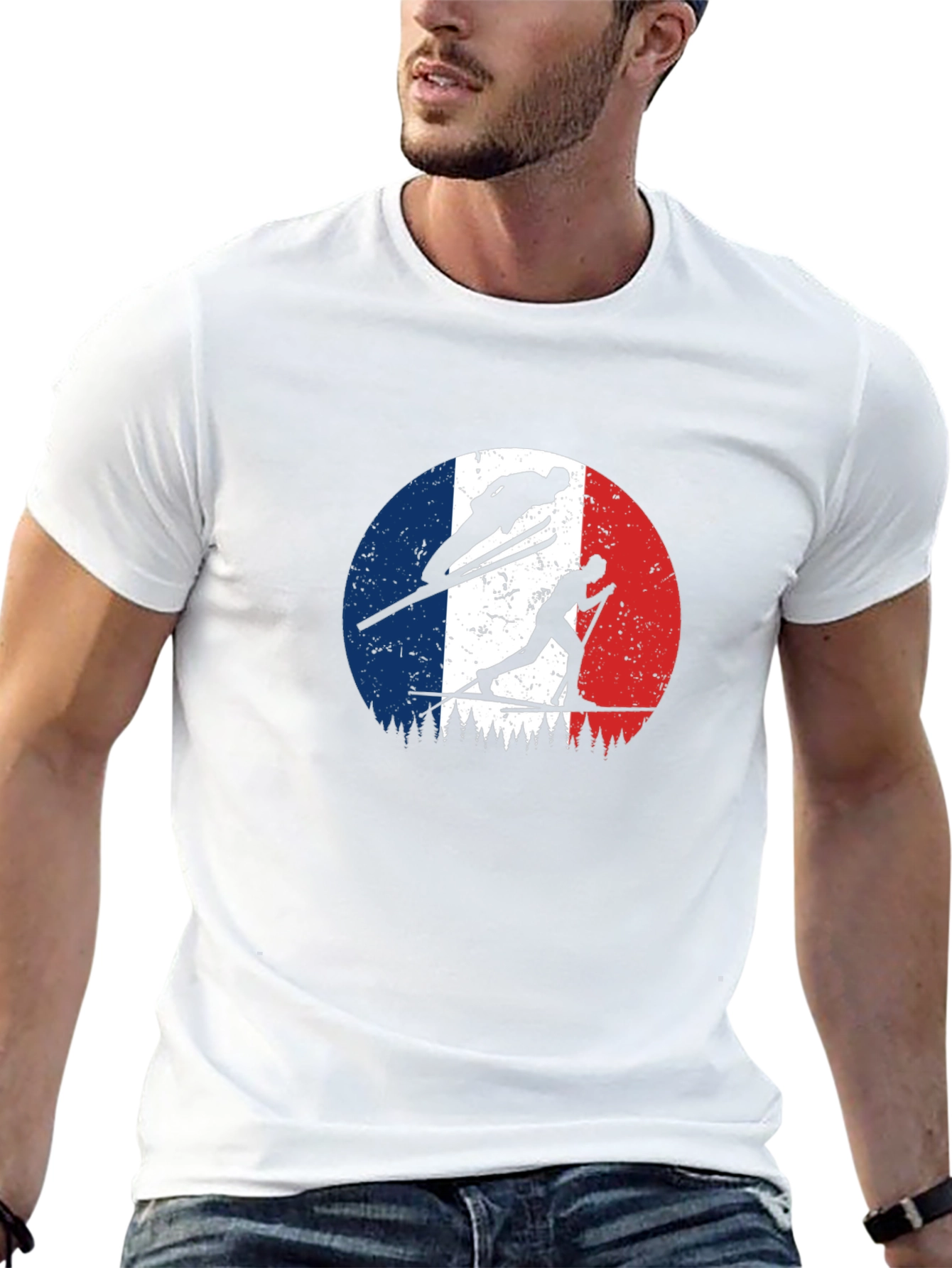 French Ski Team Silhouette Graphic T-Shirt