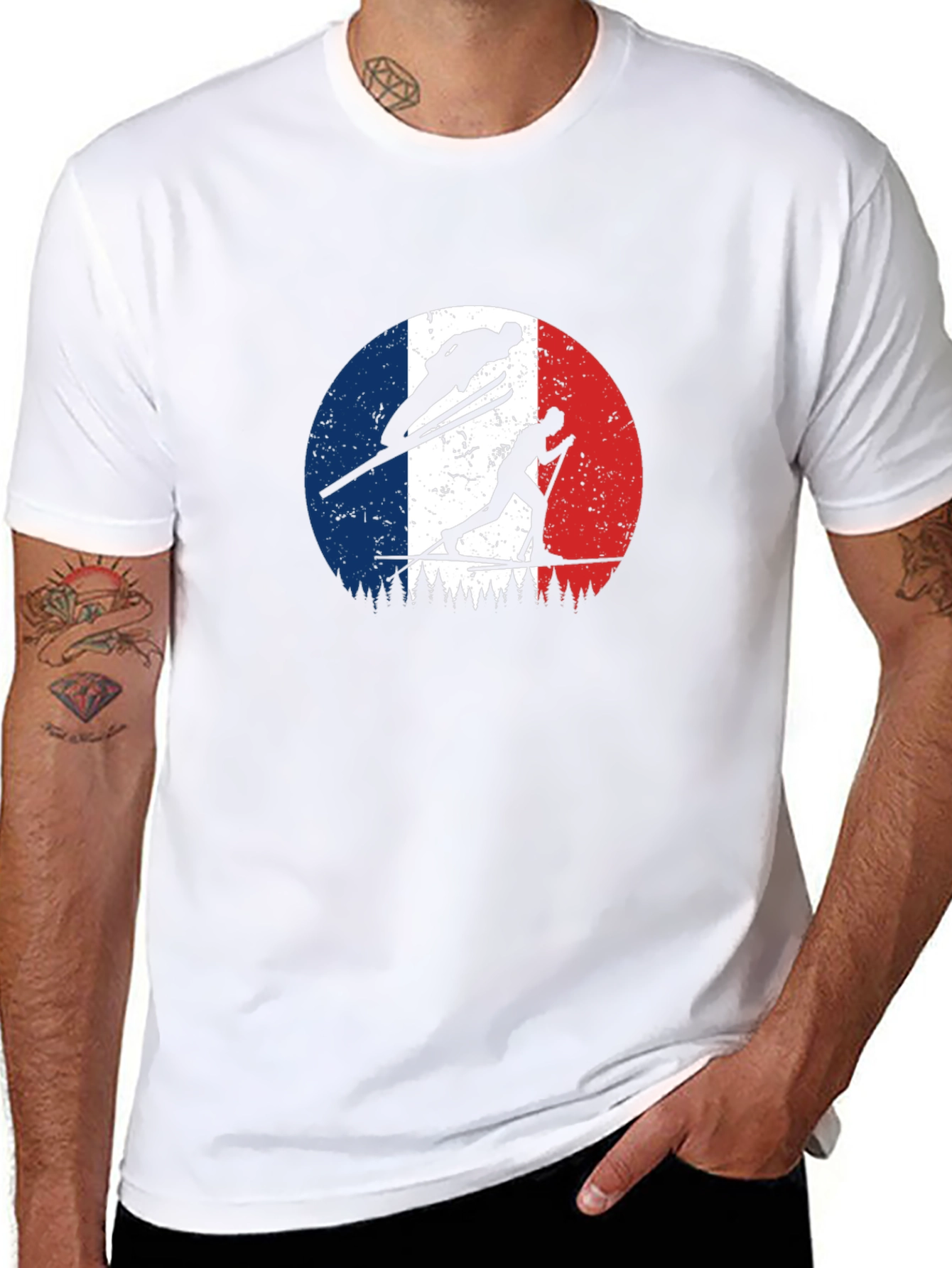 French Ski Team Silhouette Graphic T-Shirt