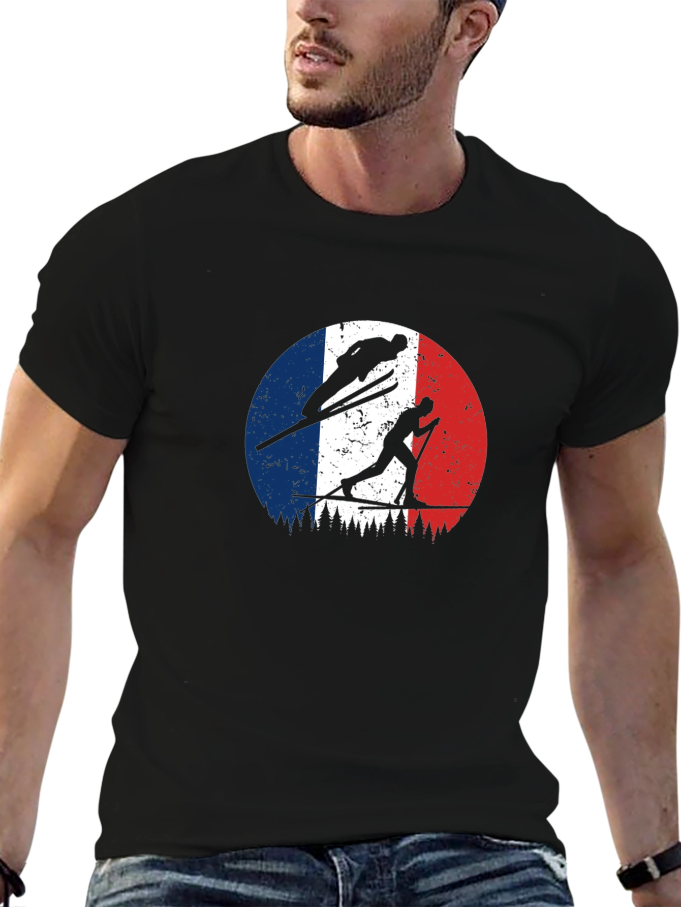 French Ski Team Silhouette Graphic T-Shirt