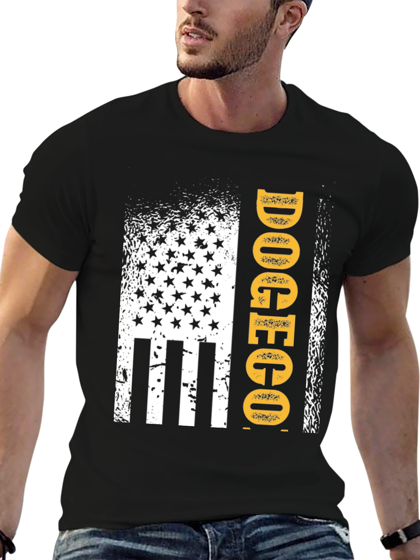 DOGECO Funny Graphic Tee American Flag Style